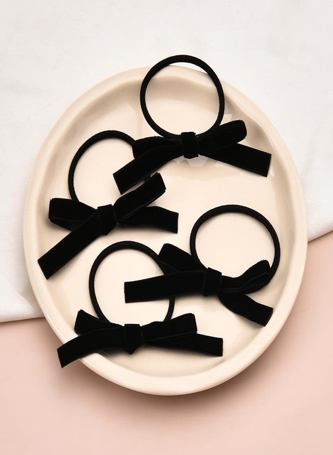 YangQian Hair Ties with Small Bows for Women Girls Bowknot Elastic Hair Tie Halloween Bow Knot Hair Scrunchies Hair Rope Ponytail Holders for Thin Fine Hair Accessories Hair Band Bow Decorative Hair Ties 4Pcs - Image 5